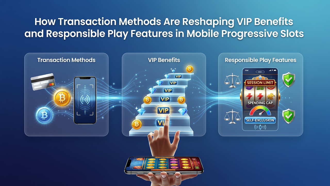 Mobile progressive slots interface showing transaction options and VIP tiers on a smartphone screen