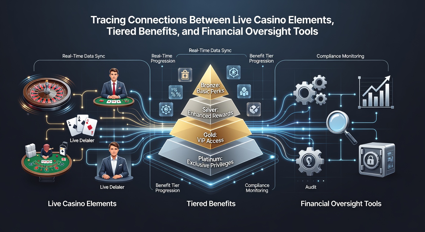 Illustration der Finanzkontroll-Tools in Verbindung mit VIP-Stufen und Live-Casino-Features für Slot-Spieler